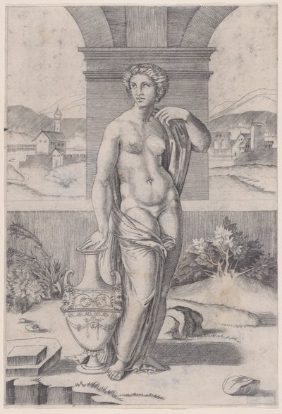 Žena stojící poblíž vázy, ca. 1514-36. od Agostino Veneziano