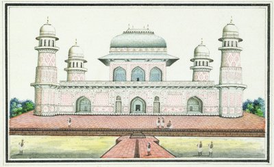 Hrobka Itimad-Ud-Daula, poblíž Agra, cca 1830 (wc, inkoust a tužka na papíře) od Agra School