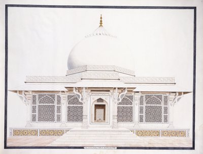 Hrobka z bílého mramoru Seliema Chistieho, c. 1815 (tužka, pero a inkoust, w/c) od Agra School