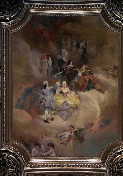 Tanec v průběhu věků ze stropu tanečního sálu (nástěnná malba) od Aimé Nicolas Morot