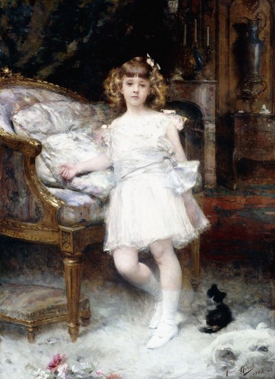 Portrét Janine Potinové s kotětem, 1904 od Aimé Nicolas Morot