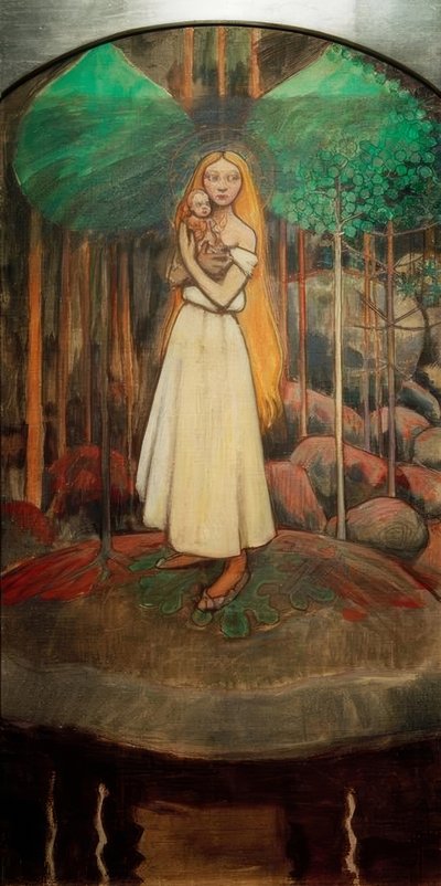 A.Gallen-Kallela, Marjatta u. Christuskind od Akseli Valdemar Gallen Kallela