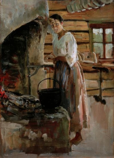 Manželka vaří vendace od Akseli Valdemar Gallen Kallela
