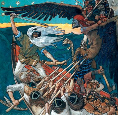Obrana Sampa, 1896 (tempera na plátně) od Akseli Valdemar Gallen Kallela