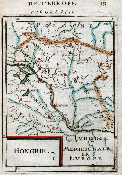 Mapa Maďarska 1683 od Alain Manesson Mallet