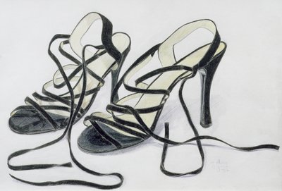Black Strappy Shoes, 1997 (barevná tužka na papíře) od Alan Byrne