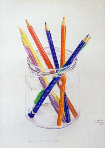 Colored Pencils in a Jar, 1980 (barevná tužka na papíře) od Alan Byrne