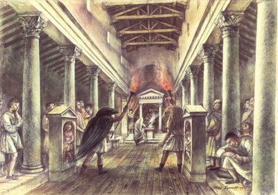 Interiér Mithrova chrámu od Alan Ernest Sorrell