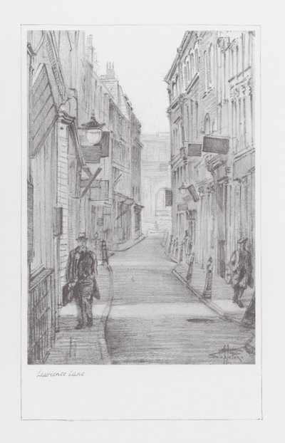 London Lanes: Lawrence Lane (litografie) od Alan Stapleton