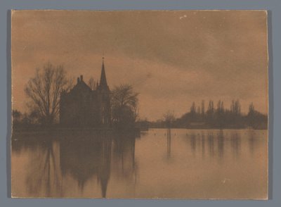 Pohled na venkovský dům nebo malý hrad na vodě, Nizozemsko od Alb. Kapteijn (attributed to)