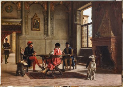 Ludovico Ariosto jako velvyslanec setkání Alberto Pius (olej na plátně) od Albano Lugli