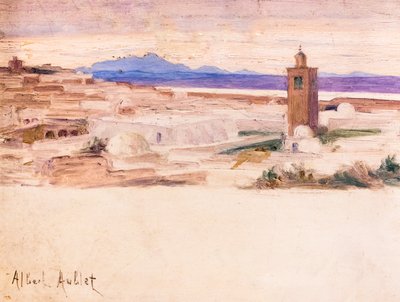 Les Toits de Tunis (olej na dřevě) od Albert Aublet