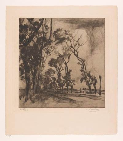 Krajina s alejí směrem na Ostende od Albert Baertsoen (signed by artist)