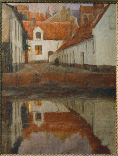 Městečko na břehu řeky, Flandry (malba na plátně) od Albert Baertsoen