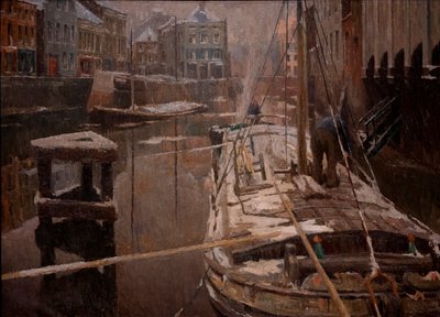 Čluny ve sněhu od Albert Baertsoen