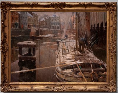 Čluny ve sněhu od Albert Baertsoen
