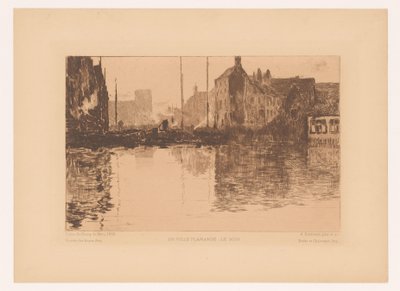 Pohled na přístav ve Flandrech En ville Flamande, le soir (název na objektu) od Albert Baertsoen
