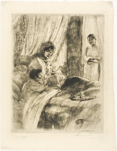 Snídaně, čtvrtý talíř od Woman od Albert Besnard