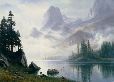 Hora z mlhy od Albert Bierstadt