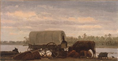 Polední klid na řece Platte, asi 1859 (olej na papíře na plátně) od Albert Bierstadt