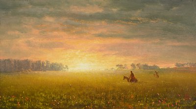 Západ slunce v prérii, asi 1861 (olej na papíře) od Albert Bierstadt