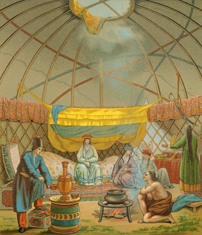 Kalmyk, Kalmucký stan, Ilustrace z Kompletní historie kostýmů od Racinet Auguste od Albert Charles August Racinet