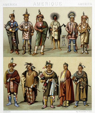 Kostým Red Pins. Ilustrace v „Historickém kostýmu“““ od Racinet od Albert Charles August Racinet