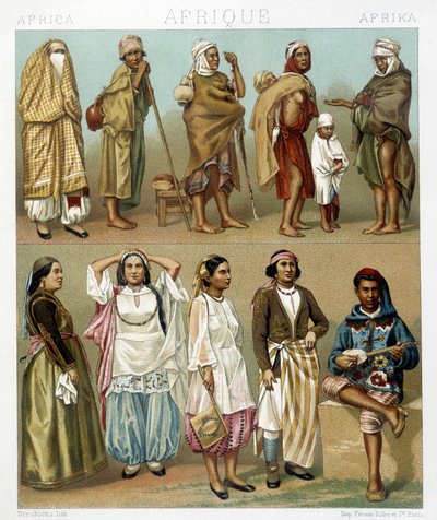Ilustrace v „Le Kostým historique“ od Racinet od Albert Charles August Racinet