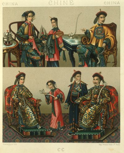 Ilustrace císařské rodiny Chin; Čína od Albert Charles August Racinet