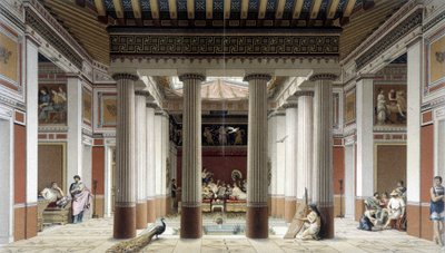 Atrium domu v řecké antice - v „“Historickém kostýmu“ od Racineta od Albert Charles August Racinet
