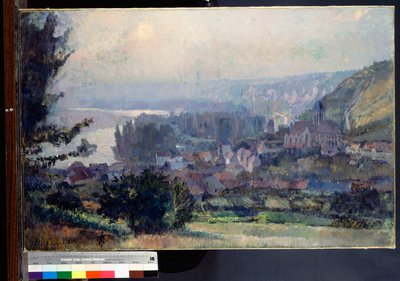 Pohled na Vetheuil, západ slunce, 1897 od Albert Charles Lebourg