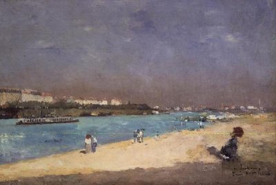 Pohled na předměstí Paříže z Pont National, 1882 od Albert Charles Lebourg