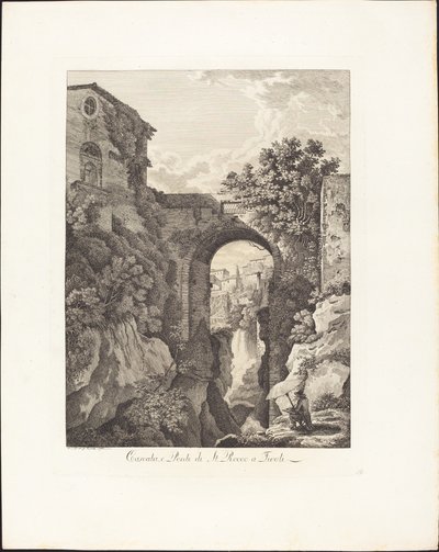 Vodopád a Ponte di San Rocco v Tivoli od Albert Christoph Dies