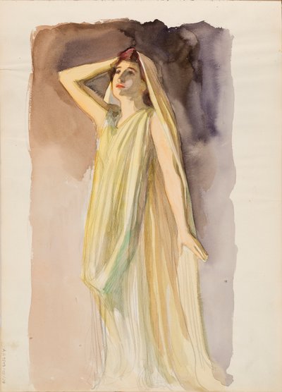 Aino Ackté jako Alcestis, náčrt celého těla od Albert Edelfelt