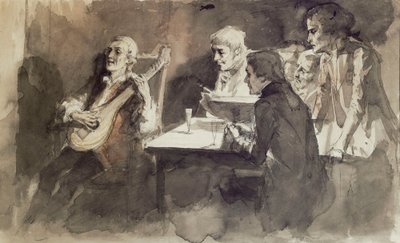 „Bellman zpívá pro své přátele naposledy“, studie od Albert Edelfelt