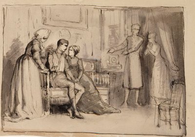 Kapitánův návrat, kompoziční studie. Ilustrace k dílu „Julqvällen“ (Štědrý večer) od J. L. Runeberga od Albert Edelfelt