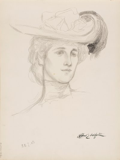 Žena s kloboukem (Mme Flore Deschamps) od Albert Edelfelt