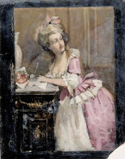 Píšící dáma, Studie II k obrazu „Rokoková dáma“ od Albert Edelfelt