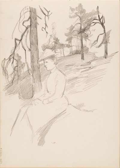 Skica krajiny, žena v popředí od Albert Edelfelt