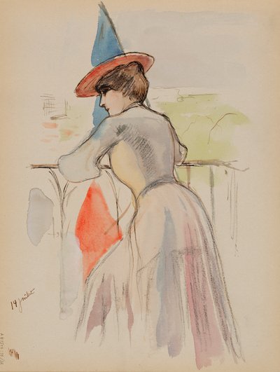 Žena na balkoně od Albert Edelfelt