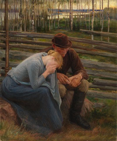 Smutek, variace na ilustraci k básni „Na jarmarku ve Vernamu“; Smutek od Albert Edelfelt