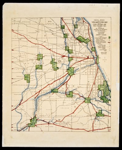 Mapa indiánských stezek a vesnic od Albert Frederick Scharf