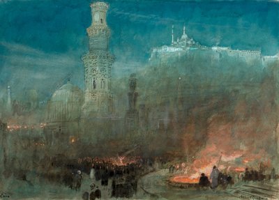 Káhira, noc (akvarel) od Albert Goodwin