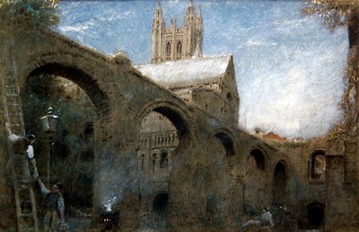 Canterbury (pero a tuš s akvarelem a tělovou barvou na papíře) od Albert Goodwin