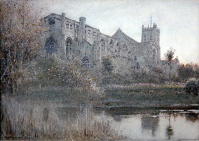 Christchurch, Hampshire (akvarel s perem a inkoustem na papíře) od Albert Goodwin