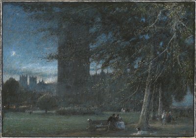 Postavy pod Westminsterským palácem za soumraku od Albert Goodwin