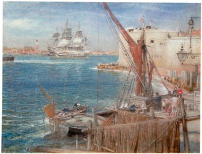 "HMS "The Victory" v Portsmouthu, 1907. od Albert Goodwin