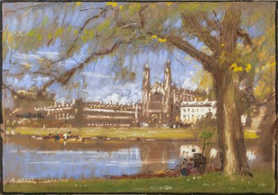 Kings College, Cambridge (akvarel a tužka na tónovaném papíře) od Albert Goodwin