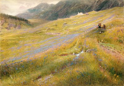 Alpské léto, 1874 (wc s barvou karoserie na papíře) od Albert Goodwin