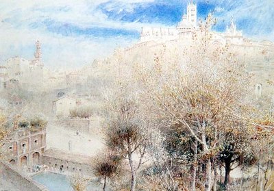 Fonte Branda, Siena (akvarel) od Albert Goodwin